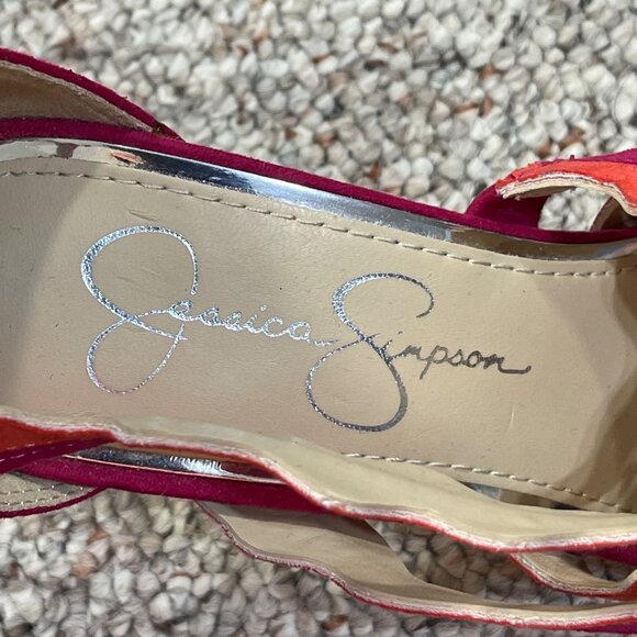 Jessica Simpson Caveena Strappy Heel Shoe Pumps Sandals Size 7M Pink Orange - Picture 12 of 14